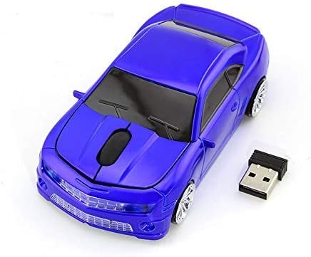 Sport Car Shape 2.4Ghz Wireless Mouse Optical Gaming Mouse Cool Mice with USB Receiver for PC Laptop Computer, 3 Button 1600DPI (Blue)