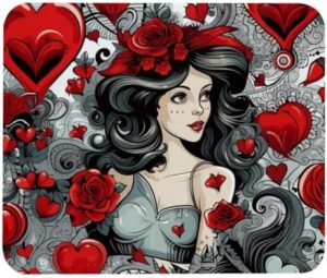 Square Mouse Pad Gaming Mouse Pads Anti-Slip Rubber Mouse Mat with Stitched Edges for Gaming, Office, Laptop, PC,(8.3×9.8 inches)- Valentine’s Day Rose Girl