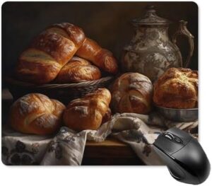 Square Mouse Pad with Non-Slip Rubber Base Dough for Bread Mouse Mat with Stitched Edge Gaming Mousepad for Wireless Mouse Computer Laptop Home Office Desk Pad