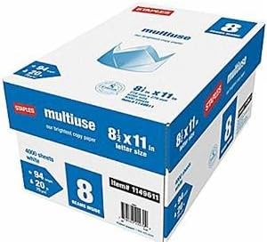 Staples Copy Paper for Copy, Fax Inkjet & Laser Printer, 8 1/2″ x 11″ Letter Size, 94/96 Bright White, 20 lb.8 reams per case