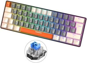 T60 Russian Mechanical Gaming Keyboard with Rainbow Backlit 62Key NKRO Ergonomics Keyboards for PC Blue Switch