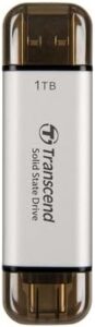 Transcend 1TB External SSD, Up to 1,050MB/s, USB 3.2 Gen 2 Portable SSD, 2-in-1 Type C &Type A, USB Hard Drive for Steam Deck, ROG Ally, MSI Claw, Windows&Mac, iPhone&iPad, Android, PS5&Xbox, Smart TV