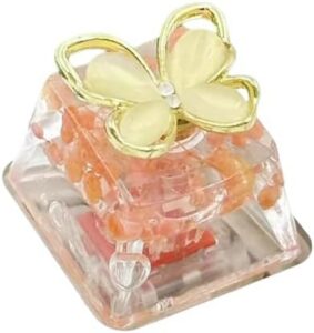 Translucent Rotating Butterfly Flower Keycap for Mechanical Keyboards Enhances Typing