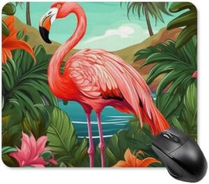 Tropical Flamingo Mouse Pad Square Mousepad Cute Laptop Mouse Mat Large Gaming Mouses Pad Non-Slip Desk Mat Leather Keyboard Pads for Office Desk Accessories