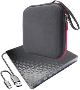 USB-C Thin External 4K Ultra HD 3D UHD Blu-ray DVD Player/Burner +Storage Bag, for Asus HP Lenovo Dell MSI Surface Acer Laptop Desktop Gaming Computer, 2in1 BD-RE DVD+-R/RW DL Optical Drive