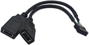USB2.0 9Pin to 2xPort Type E Cable 9PIN Female to 2 Type E Adapter 9PIN to Type E Key A Cable with Front Type C Port