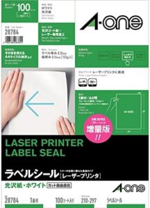 Uncut sheet 100 28784 A4 Size of one side-One (A-one) label seal [laser printer] glossy paper White (japan import)