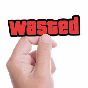 Wasted Funny Gaming Sticker – Video Game Meme Decal for Hydroflask Water Bottle, Nostalgic Gift for Gamers, 90s Kid Pop Culture Sticker