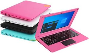 Windows 10 Computer Laptop Mini 10 Inch 32GB Ultra Thin and Light Netbook Quad Core CPU PC HDMI WiFi USB Netflix YouTube (Pink)
