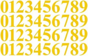 0 to 9 Number Stickers Yellow Vinyl Decals Set of 40 Choose Size!! 1″ to 12″ Business Grey Sports Office (V646YellowTimes) (4″)