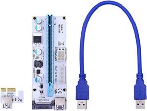100PCS LED VER008S PCI-E Riser Card PCIE 1X to 16X Extender 60CM 100CM USB 3.0 Cable 4Pin 6Pin SATA Power for GPU Miner(0.3M)