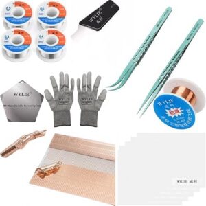 12 IN 1 WYLIE 2UUL Titanium Alloy Tweezers Straight Curve Precision Tweezers for iPhone Repair Motherboard Repair BGA IC Chip Reballing Flying Wire Jumper Wire Solder Wire Mobile Phone Repair Tool Set