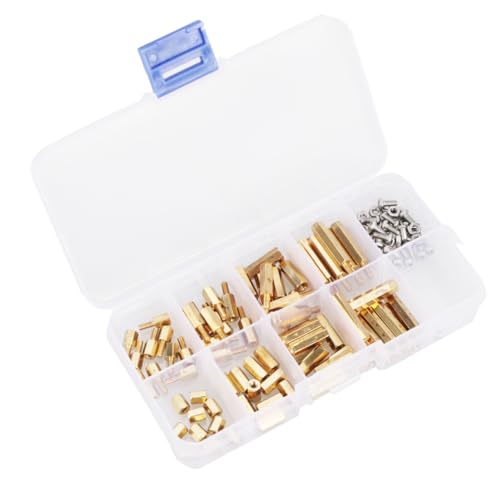 120pcs M2.5 Brass Standoffs for Electronics Nut Assortment Kit Hexagon Head Threaded Inserts