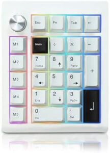 GMK26 Mechanical Numpad,VIA/QMK Programmable Hot Swappable Gasket Wired BT5.0/2.4G Wireless Number Pad with Knob PBT Keycaps 26 Keys Macro RGB Gaming Numeric Keypad for Laptop TKL Keyboard (White)
