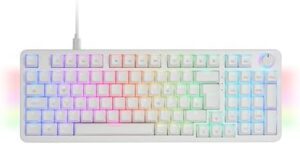 MKPRO, Full Mechanical Gaming Keyboard, RGB Chroma, Mechanics Hot-Swap Switches, Antighosting, Steering Wheel, Advanced Software, Multiplatform, Blue Switch, Spanish, White