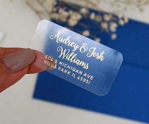 Personalized Couple Return Address Labels Gold Foil Return Address Stickers Clear Mailing Address Stickers