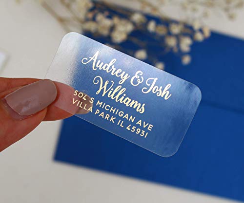 Personalized Couple Return Address Labels Gold Foil Return Address Stickers Clear Mailing Address Stickers