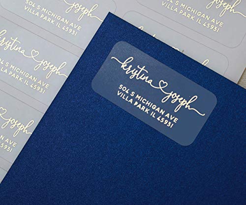 Custom Return Address Labels, Clear Return Address Labels, Gold Foil Envelope Stickers, Transparent Mailing Address Labels