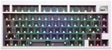 BOYI GMK81-75% Keyboard Kit,Hot-Swap Bluetooth5.0/2.4G/Type-C Tri-Mode Wireless RGB Mechanical Keyboard TFT-LCD Screen Gasket Structure Kit,Customized VIA-programmable Kit with Knob (White)