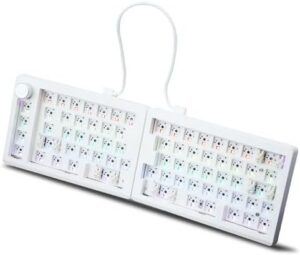 FKZ GMK70 Split Mechanical Keyboard Kit,65% Alice-Layout VIA Programmable Ergonomic Barebones Keyboard Hot Swap Gasket Wireless BT/2.4G/Type-C Wired Custom RGB NKRO Gaming DIY Kit with Knob (White)