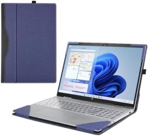 RUNMAIJIA Case Cover for 16.1'' HP OMEN Gaming Laptop 16z-xd/xf 16-xf/wf 16t-wf & Victus 16-s/r 16t-s/r 16-d Bag,2-in-1 PU Leather Notebook Protective Sleeve (Blue)