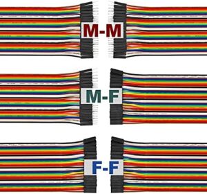 Chanzon 120 pin 10cm 20cm 30cm Long Header Jumper Wire Dupont Cable Line Connector Assorted Kit Male Female Ribbon Solderless Multicolor for Arduino Raspberry pi Electronic Breadboard Protoboard PCB