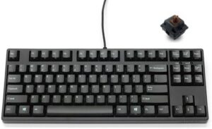 FILCO Majestouch + Ask Cherry MX Brown Axis, Numeric Keypadless, English Layout, 87 Keys, PBT 2 Color Molded Asphalt Key Cap, N Key Rollover, Function Key Function, Black