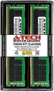 A-Tech 128GB Kit (2x64GB) DDR4 2933MHz PC4-23400 ECC RDIMM 2Rx4 Dual Rank 1.2V ECC Registered DIMM 288-Pin Server & Workstation RAM Memory Upgrade Modules (A-Tech Enterprise Series)