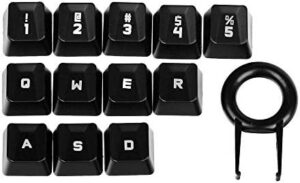 HUYUN Performance Gaming keycaps Replacement for Romer-G Switch Logit G310 G413 G613 G810 K840 G910 Mechanical Keyboard (Black 12 Keys)