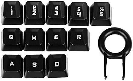 HUYUN Performance Gaming keycaps Replacement for Romer-G Switch Logit G310 G413 G613 G810 K840 G910 Mechanical Keyboard (Black 12 Keys)