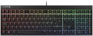 CHERRY MX 2.0S, Mechanical Gaming Keyboard with RGB Lighting, German Layout (QWERTZ), Wired, Designed in Germany, MX2A Red Switches, Black