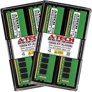 A-Tech 128GB Kit (4x32GB) RAM for Dell OptiPlex 7090, 7080, 7071, 5090, 5080 (Tower/SFF) | DDR4 2666 MHz DIMM PC4-21300 UDIMM Memory Upgrade