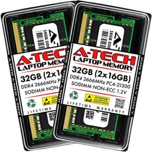 A-Tech 32GB (2x16GB) RAM for ASRock NUC Motherboard NUC-6100U/ NUC-6300U | DDR4 2666MHz PC4-21300 Non ECC SO-DIMM 1.2V – Laptop & Notebook Memory Upgrade Kit