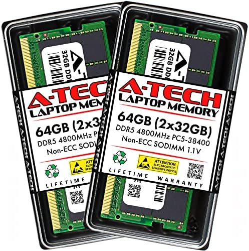 A-Tech 64GB Kit (2x32GB) RAM for MSI Katana GF66 12UGOK Laptop | DDR5 4800MHz PC5-38400 SODIMM 2Rx8 1.1V 262-Pin Non-ECC SO-DIMM Memory Upgrade