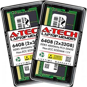 A-Tech 64GB Kit (2x32GB) RAM for MSI Katana GF76 12UDO Laptop | DDR5 4800MHz PC5-38400 SODIMM 2Rx8 1.1V 262-Pin Non-ECC SO-DIMM Memory Upgrade