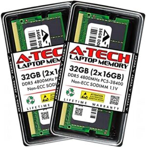A-Tech 32GB Kit (2x16GB) RAM for MSI Katana GF66 12UGSOK Laptop | DDR5 4800MHz PC5-38400 SODIMM 1.1V 262-Pin Non-ECC SO-DIMM Memory Upgrade