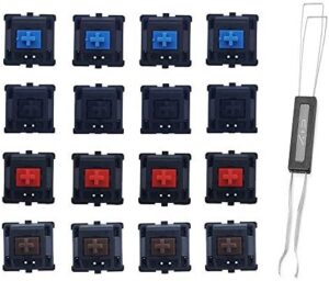 HUYUN Cherry Switch ，Keycap, Cherry Mx Switches, Keyswitches Keymodule ，Mechanical Keyboard Switches Replacement (16 pcs. Set （4X Blue, 4X Black, 4X red, 4X Brown + Keycap Puller）)