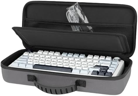 75% Keyboards Travel Case Ruggeds Materials for 84 Key Mechanical Keyboards Wrist Rest Holder and Strong Closures