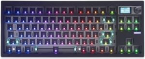 BOYI GMK87 TKL Mechanical Keyboard Barebones kit,BT/2.4G/Wired Hot Swap Switches,Gasket Mounted RGB Keyboard,Customized VIA-programmable Kit withTFT-LCD Screen&Knob(Black)
