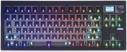 BOYI GMK87 TKL Mechanical Keyboard Barebones kit,BT/2.4G/Wired Hot Swap Switches,Gasket Mounted RGB Keyboard,Customized VIA-programmable Kit withTFT-LCD Screen&Knob(Black)