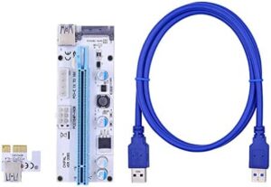 100PCS LED VER008S PCI-E Riser Card PCIE 1X to 16X Extender 60CM 100CM USB 3.0 Cable 4Pin 6Pin SATA Power for GPU Miner(1M)