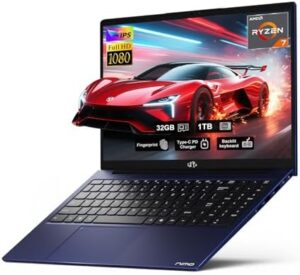 NIMO 15.6” FHD IPS Business-Laptop-Computer – 8 Cores AMD Ryzen 7 6800H, 32GB DDR5 RAM 1TB SSD(Beat Intel i7 12700H, Up to 4.7GHz), AMD Radeon 680M GPU, 100W Type-C, Fingerprint, Backlit Keyboard