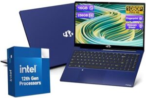 15.6-FHD-Laptop Student-Laptop, 16GB RAM 256GB SSD, Intel Pentium Quad-Core N100 Processor (Up to 3.4GHz) Backlit Keyboard Fingerprint WiFi 6 BT5.2 Business-Laptop, 2 Years Warranty Windows 11 Laptop