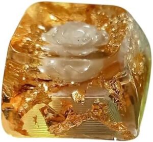 1PC Resins Mechanical Keyboards Keycap Camellias Flower Pattern OEM Height Translucent KeyCap
