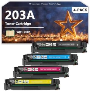 203A Toner Cartridges Compatible for HP 203A CF540A CF541A CF542A CF543A Toner Cartridge, Quality Toner for HP Color Laserjet M254 M280 M281 Series, 1 Set