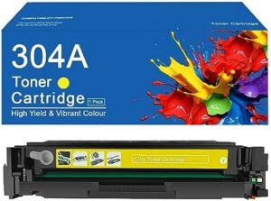 304A Toner Cartridges CC530A CC531A CC532A CC533A High Yield Compatible Replacement for HP Color Laserjet CP2020 2024 2025 2026 20272024n 2024dn 2025n Printer Yellow
