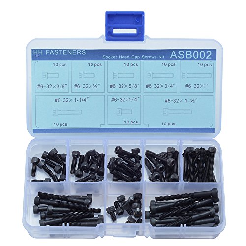 #6-32 UNC 12.9 Grade Alloy Steel Hex Socket Head Cap Screws Assortment Set,80-Piece