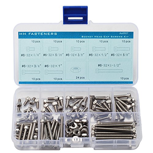 #6-32 UNC Stainless Steel Hex Socket Head Cap Screws Hex Nuts Assortment Set