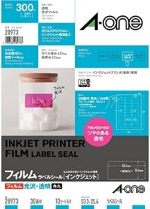 A-One label seal glossy film transparent 30 face 10 sheets 28 973