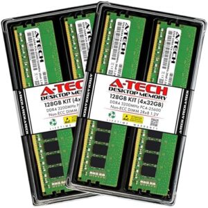 A-Tech 128GB Kit (4x32GB) RAM for ASUS ROG Crosshair VIII (Extreme/Dark Hero/Hero (Wi-Fi)/Hero/Formula) Motherboard | DDR4 3200MHz PC4-25600 DIMM 2Rx8 1.2V 288-Pin Non-ECC UDIMM Memory Upgrade